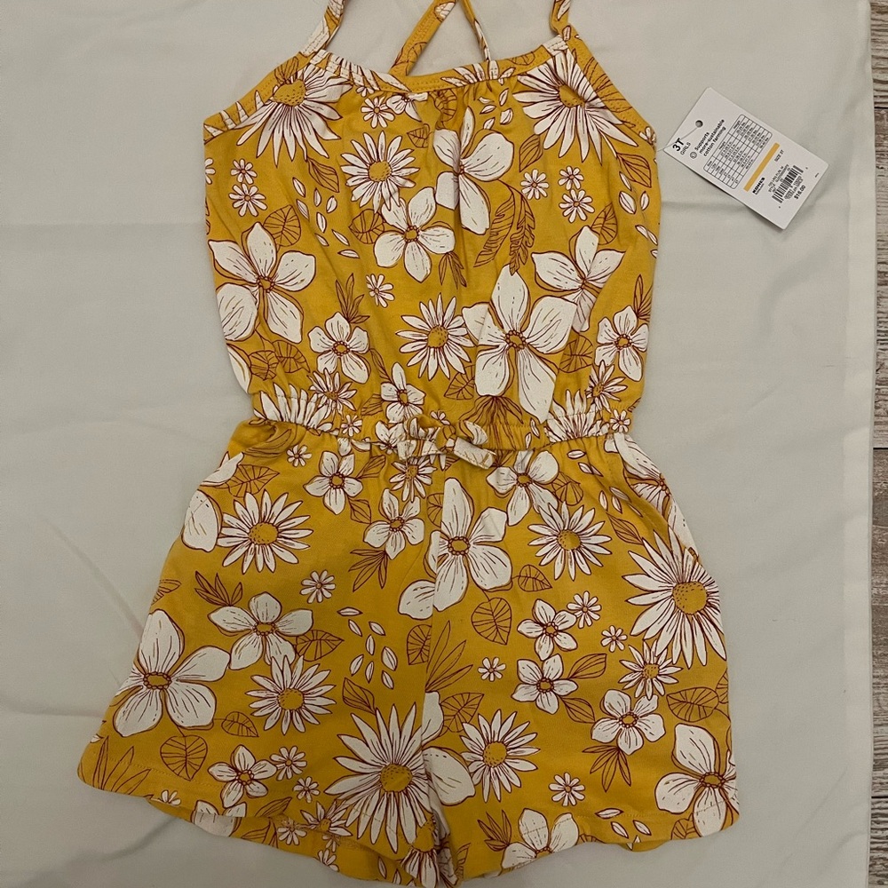 Toddler Girls Yellow and White Floral Romper
